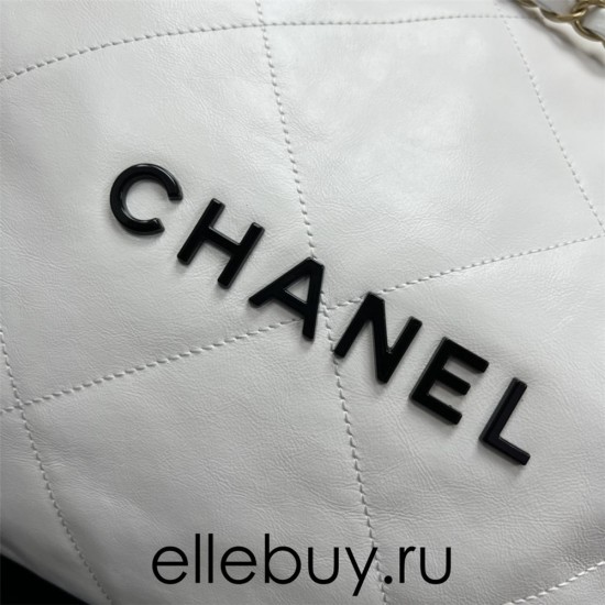 Chanel 22S Chanel 22 Bag Medium Size 39 White Black Letters Gold Hardware Calfskin Leather Hass Factory leather 39cm