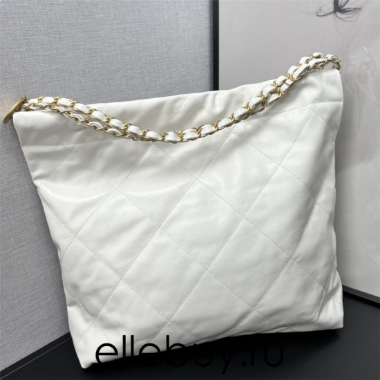 Chanel 22S Chanel 22 Bag Medium Size 39 White Black Letters Gold Hardware Calfskin Leather Hass Factory leather 39cm