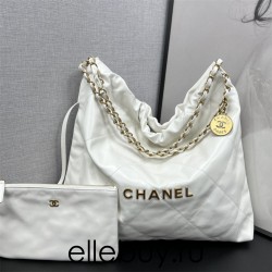 Chanel 22S Chanel 22 Bag Medium Size 39 White Gold Hardware Calfskin Leather Hass Factory leather 39cm