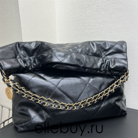 Chanel 22S Chanel 22 Bag Large Size 48 Black Gold Hardware Calfskin Leather Hass Factory leather 48cm