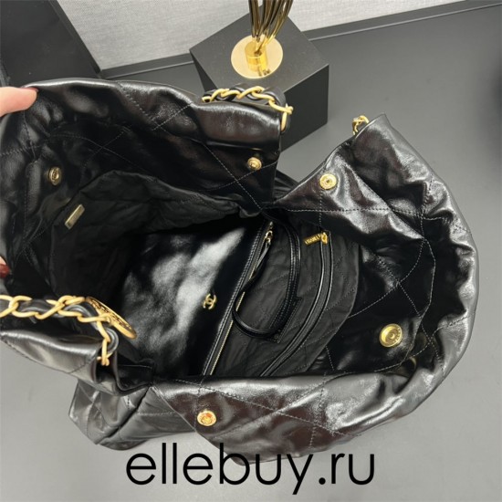 Chanel 22S Chanel 22 Bag Small Size 35 Black Gold Hardware Calfskin Leather Hass Factory leather 35cm