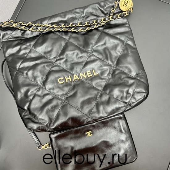 Chanel 22S Chanel 22 Bag Small Size 35 Black Gold Hardware Calfskin Leather Hass Factory leather 35cm