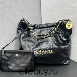 Chanel 22S Chanel 22 Bag Medium Size 39 Black Gold Hardware Calfskin Leather Hass Factory leather 39cm