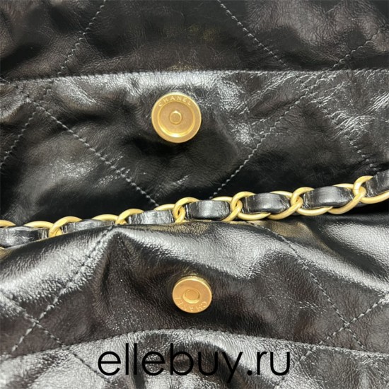 Chanel 22S Chanel 22 Bag Medium Size 39 Black Gold Hardware Calfskin Leather Hass Factory leather 39cm