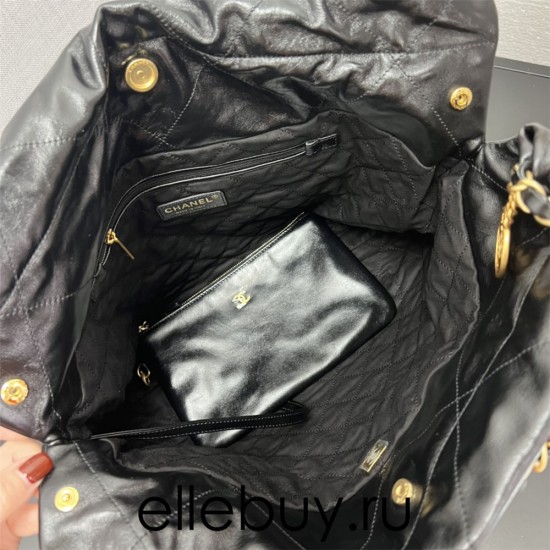 Chanel 22S Chanel 22 Bag Medium Size 39 Black Gold Hardware Calfskin Leather Hass Factory leather 39cm