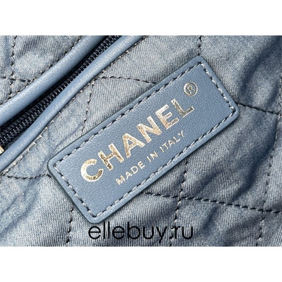 Chanel 23P Chanel 22 Bag Denim Backpack Silver Hardware Silver Hardware Calfskin Leather Hass Factory leather 29x35x11cm