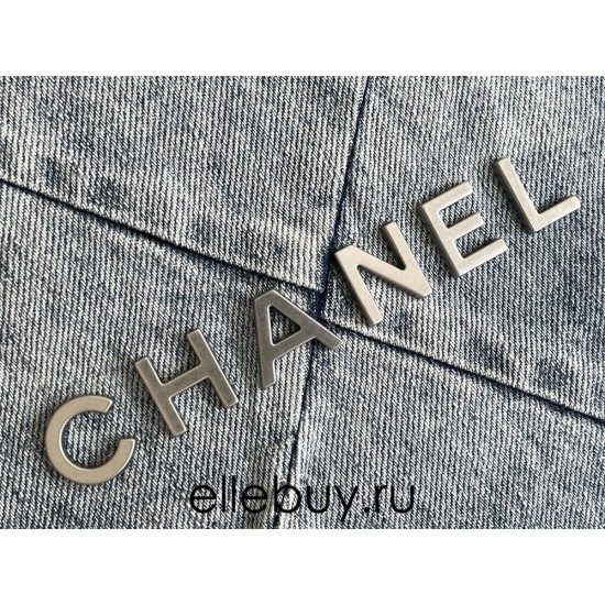 Chanel 23P Chanel 22 Bag Denim Backpack Silver Hardware Silver Hardware Calfskin Leather Hass Factory leather 29x35x11cm