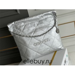 Chanel 23P Chanel 22 Bag Silver Hardware Small Size 37 Silver Hardware Calfskin Leather Hass Factory leather 35x37x7cm