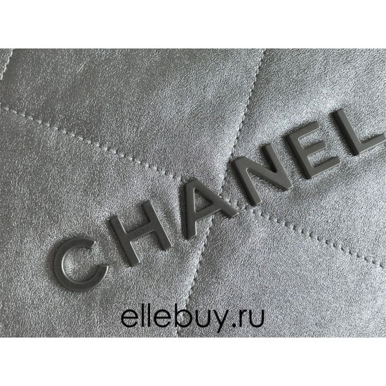 Chanel 23P Chanel 22 Bag Silver Hardware Small Size 37 Silver Hardware Calfskin Leather Hass Factory leather 35x37x7cm