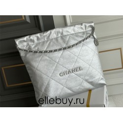 Chanel 23P Chanel 22 Bag Silver Hardware Medium Size 42 Silver Hardware Calfskin Leather Hass Factory leather 38x42x8cm