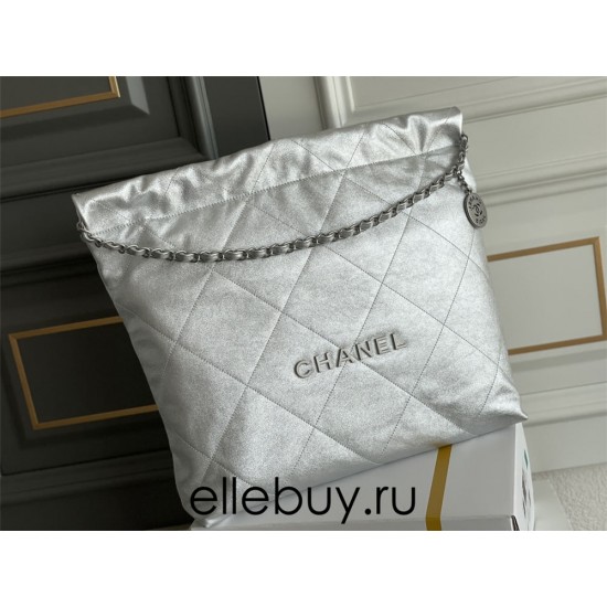 Chanel 23P Chanel 22 Bag Silver Hardware Medium Size 42 Silver Hardware Calfskin Leather Hass Factory leather 38x42x8cm