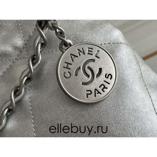 Chanel 23P Chanel 22 Bag Silver Hardware Medium Size 42 Silver Hardware Calfskin Leather Hass Factory leather 38x42x8cm