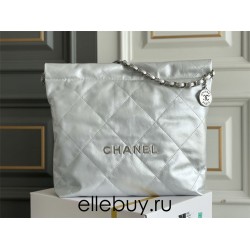 Chanel 22B Chanel 22 Bag Silver Hardware Small Size 37 Silver Hardware Calfskin Leather Hass Factory leather 35x37x7cm