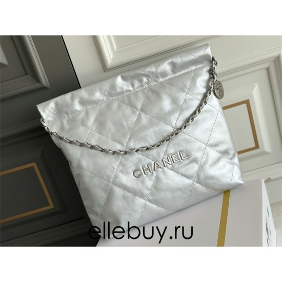 Chanel 22B Chanel 22 Bag Silver Hardware Small Size 37 Silver Hardware Calfskin Leather Hass Factory leather 35x37x7cm