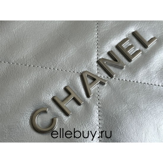 Chanel 22B Chanel 22 Bag Silver Hardware Small Size 37 Silver Hardware Calfskin Leather Hass Factory leather 35x37x7cm