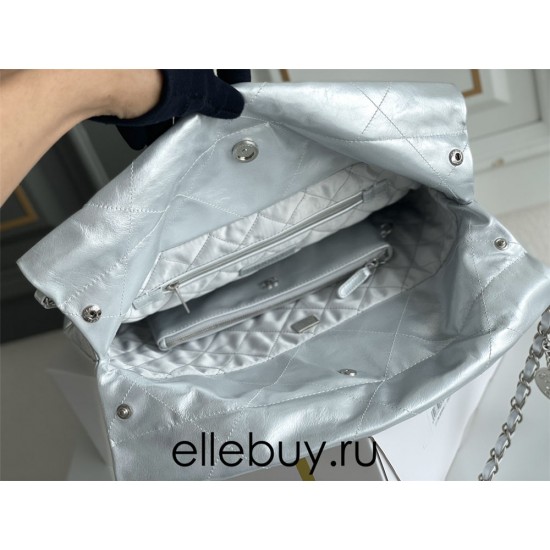 Chanel 22B Chanel 22 Bag Silver Hardware Small Size 37 Silver Hardware Calfskin Leather Hass Factory leather 35x37x7cm