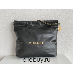 Chanel 22S Chanel 22 Bag Gray Small Size 37 Gold Hardware Calfskin Leather Hass Factory leather 35x37x7cm