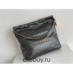 Chanel 22S Chanel 22 Bag Gray Small Size 37 Gold Hardware Calfskin Leather Hass Factory leather 35x37x7cm