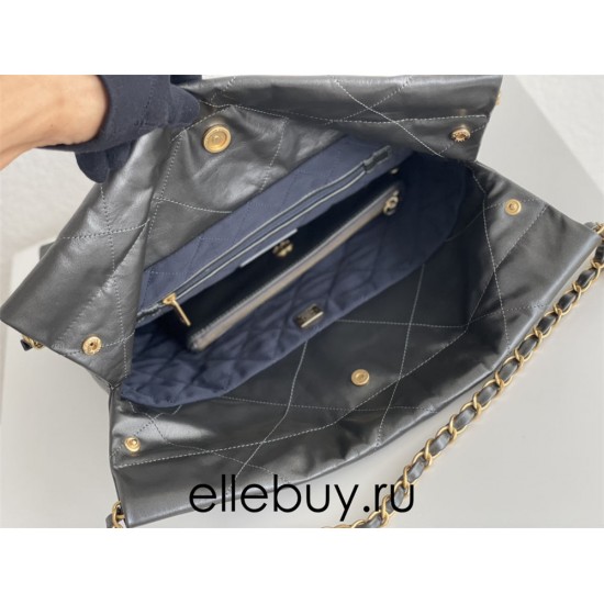 Chanel 22S Chanel 22 Bag Gray Small Size 37 Gold Hardware Calfskin Leather Hass Factory leather 35x37x7cm