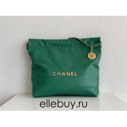 Chanel 22S Chanel 22 Bag Green Small Size 37 Gold Hardware Calfskin Leather Hass Factory leather 35x37x7cm