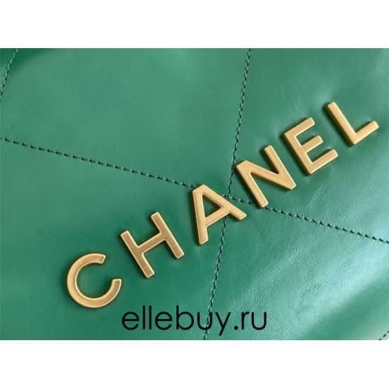 Chanel 22S Chanel 22 Bag Green Small Size 37 Gold Hardware Calfskin Leather Hass Factory leather 35x37x7cm