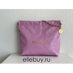 Chanel 22S Chanel 22 Bag Light Purple Small Size 37 Gold Hardware Calfskin Leather Hass Factory leather 35x37x7cm