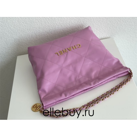 Chanel 22S Chanel 22 Bag Light Purple Small Size 37 Gold Hardware Calfskin Leather Hass Factory leather 35x37x7cm