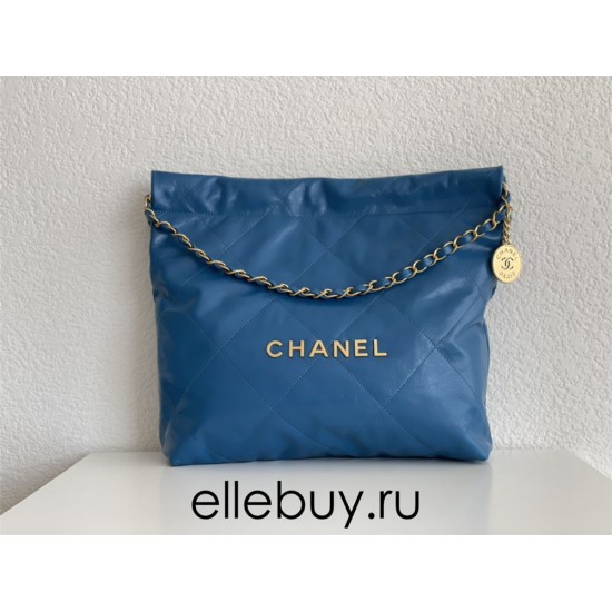 Chanel 22S Chanel 22 Bag Light Blue Small Size 37 Gold Hardware Calfskin Leather Hass Factory leather 35x37x7cm