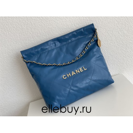 Chanel 22S Chanel 22 Bag Light Blue Small Size 37 Gold Hardware Calfskin Leather Hass Factory leather 35x37x7cm