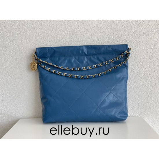 Chanel 22S Chanel 22 Bag Light Blue Small Size 37 Gold Hardware Calfskin Leather Hass Factory leather 35x37x7cm