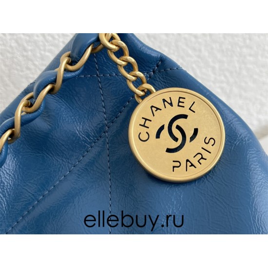 Chanel 22S Chanel 22 Bag Light Blue Small Size 37 Gold Hardware Calfskin Leather Hass Factory leather 35x37x7cm