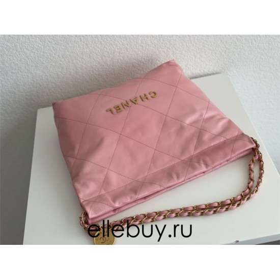 Chanel 22S Chanel 22 Bag Light Pink Small Size 37 Gold Hardware Calfskin Leather Hass Factory leather 35x37x7cm