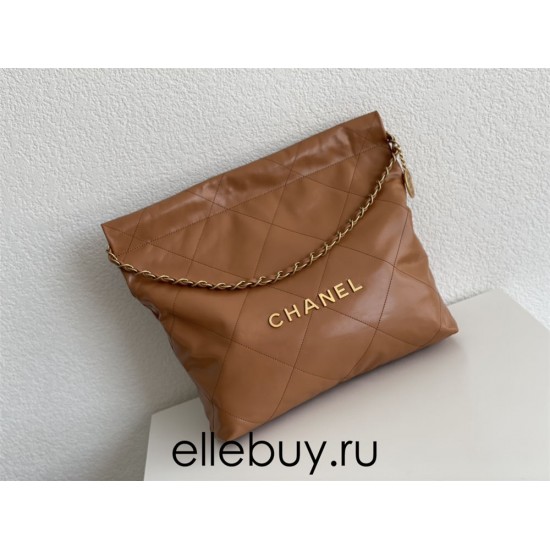 Chanel 22S Chanel 22 Bag Caramel Small Size 37 Gold Hardware Calfskin Leather Hass Factory leather 35x37x7cm