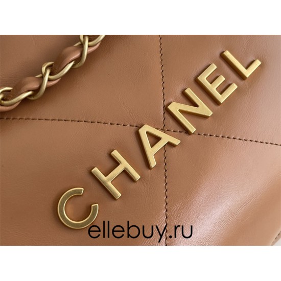 Chanel 22S Chanel 22 Bag Caramel Small Size 37 Gold Hardware Calfskin Leather Hass Factory leather 35x37x7cm