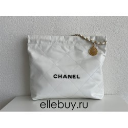 Chanel 22S Chanel 22 Bag White Black Letters Small Size 37 Gold Hardware Calfskin Leather Hass Factory leather 35x37x7cm