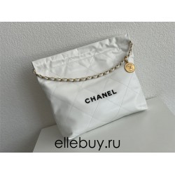 Chanel 22S Chanel 22 Bag White Black Letters Small Size 37 Gold Hardware Calfskin Leather Hass Factory leather 35x37x7cm