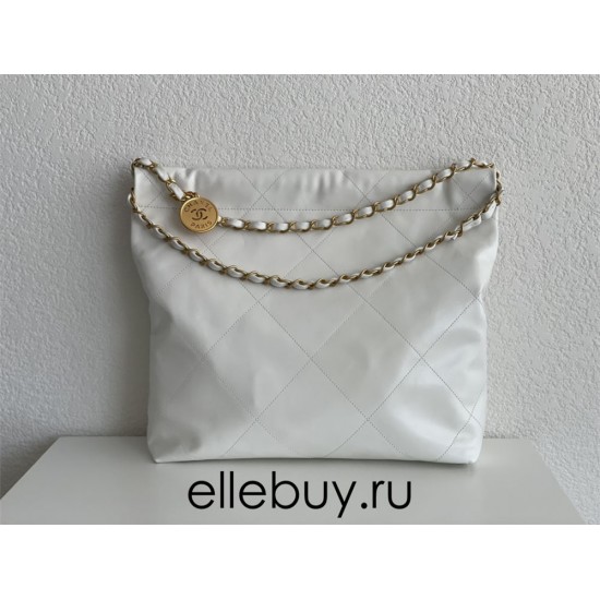 Chanel 22S Chanel 22 Bag White Black Letters Small Size 37 Gold Hardware Calfskin Leather Hass Factory leather 35x37x7cm