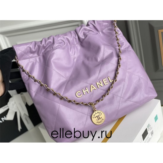 Chanel 22S Chanel 22 Bag Light Purple Small Size 37 Gold Hardware Calfskin Leather Hass Factory leather 35x37x7cm