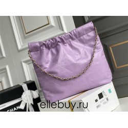 Chanel 22S Chanel 22 Bag Light Purple Small Size 37 Gold Hardware Calfskin Leather Hass Factory leather 35x37x7cm