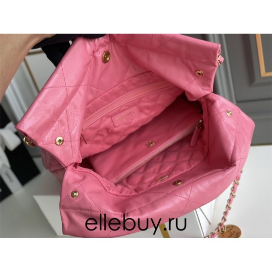 Chanel 22S Chanel 22 Bag Pink Small Size 37 Gold Hardware Calfskin Leather Hass Factory leather 35x37x7cm