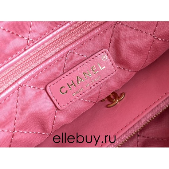 Chanel 22S Chanel 22 Bag Pink Small Size 37 Gold Hardware Calfskin Leather Hass Factory leather 35x37x7cm