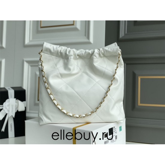 Chanel 22S Chanel 22 Bag White Small Size 37 Gold Hardware Calfskin Leather Hass Factory leather 35x37x7cm