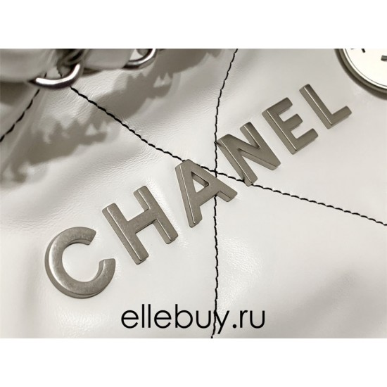 Chanel 22S Chanel 22 Bag White Medium Size 35 Silver Hardware Calfskin Leather Hass Factory leather 35x42x8cm