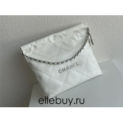 Chanel 22A Chanel 22 Bag White Small Size 37 Silver Hardware Calfskin Leather Hass Factory leather 35x37x7cm