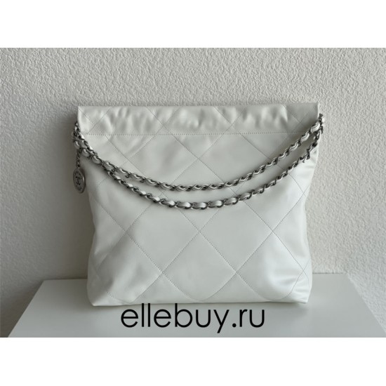 Chanel 22A Chanel 22 Bag White Small Size 37 Silver Hardware Calfskin Leather Hass Factory leather 35x37x7cm