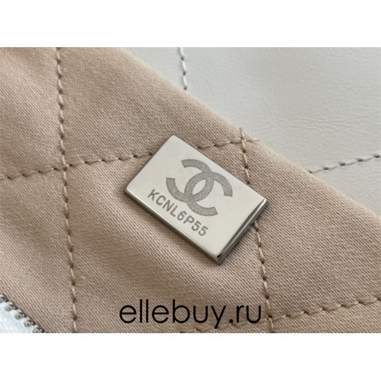 Chanel 22A Chanel 22 Bag White Small Size 37 Silver Hardware Calfskin Leather Hass Factory leather 35x37x7cm