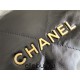 Chanel 22K Chanel 22 Bag Black with Black Lines Small Size 37 Gold Hardware Calfskin Leather Hass Factory leather 35x37x7cm