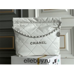 Chanel 22K 22 Bag in white with black lines, small size 37, gold-tone hardware, calfskin leather, Hass Factory leather, 35x37x7cm