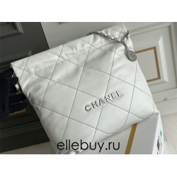 Chanel 22K 22 Bag in white with black lines, small size 37, gold-tone hardware, calfskin leather, Hass Factory leather, 35x37x7cm