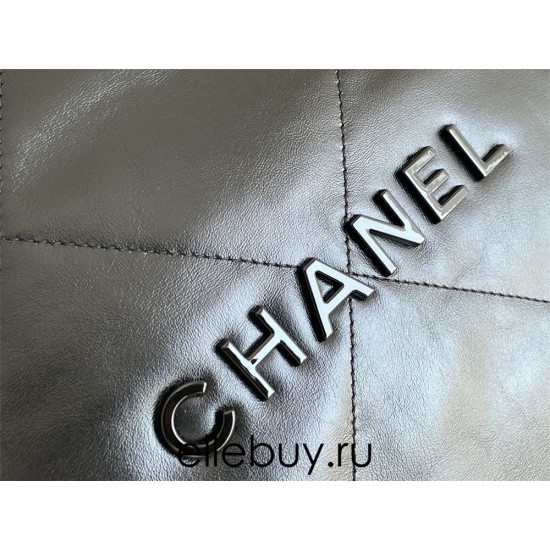 Chanel 22K 22 Bag in all black, small size 37, black calfskin leather, Hass Factory leather, 35x37x7cm